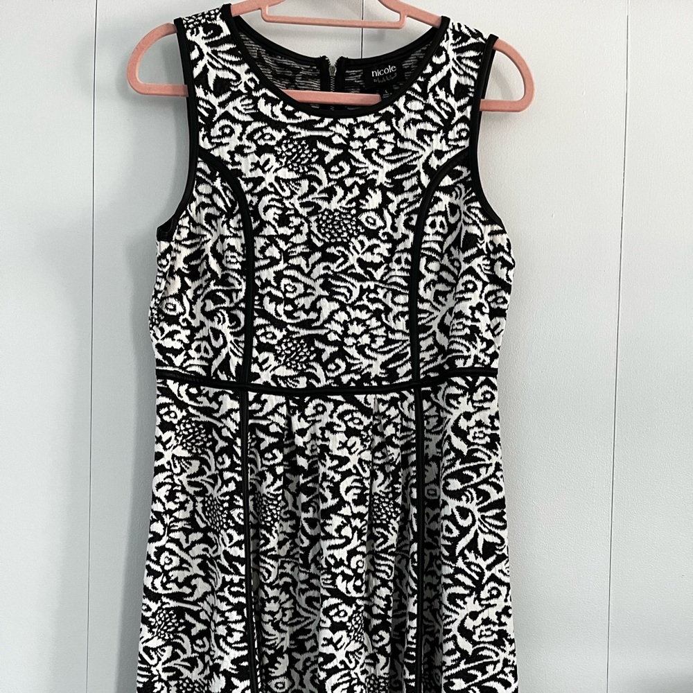 Nicole Miller dress with leather piping detail